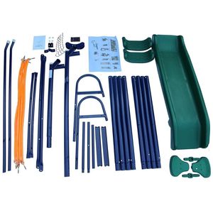 Set Altalena in Metallo a Forma di A con Scivolo, Blu Verde Arancione - Product Image 5