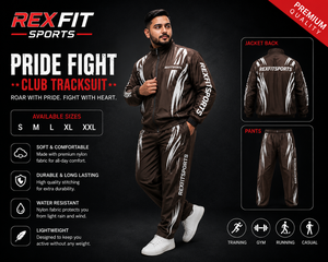 ชุดวอร์มไนลอนสีน้ำตาลสำหรับผู้ชาย REXFIT SPORTS 2026 แบบสั่งทำพิเศษ เสื้อแจ็คเก็ตซิปเต็มน้ำหนักเบาและกางเกงขายาว ชุดออกกำลังกาย วิ่ง เทรนนิ่ง - Product Image 1