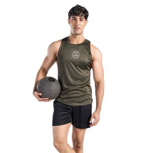T-shirt de sport ample en coton pour homme Olive Charger Drop Sleeves – Idéal pour l'entraînement, la musculation et le fitness - Product Image 1