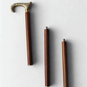 Bâtons de marche rustiques modernes en bois naturel écologique avec poignée en laiton poli, idéaux pour les cadeaux - Product Image 1