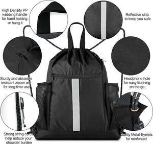 Sports Fitness Bag <b>Backpack</b> Tote Bag Polyester <b>Drawstring</b> <b>Backpack</b> With Shoe Compartment - Product Image 5