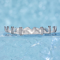 Prix bon marché 925 Starling Silver Single Row Diamond Bar Grills dentaires Les deux dents Hip Hop Grillz