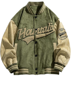 SBEA IMPEX <b>Men's</b> Faux <b>Suede</b> Varsity <b>Jacket</b> Vintage Letterman Baseball Bomber Loose Fit Long Sleeve Casual Streetwear Winter - Product Image 3
