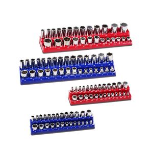 Set di 4 Organizzatori Magnetici per Bussole da 1/4FT e 3/8FT (Metrico e SAE) con Vassoi Portaetichette Trasparenti e Supporto Magnetico per Bussole - Product Image 1