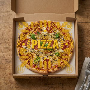 Custom Eco-Friendly Recycled Corrugated <b>Pizza</b> <b>Box</b> Food Safe Foldable Square Carton with Four-Color Offset Printing for Wholesale - Product Image 1