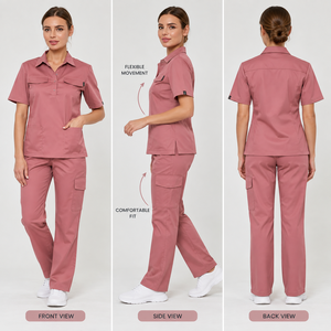 Nouveaux ensembles d'uniformes médicaux pour infirmières, médecins et spas, avec logo brodé, uniformes chirurgicaux pour femmes, ensembles d'uniformes roses - Product Image 3