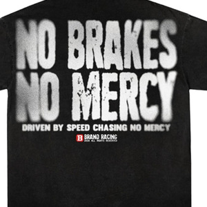 T-shirt noir à manches courtes pour homme, col roulé imprimé « No Brakes No Mercy », coupe ajustée, 100 % coton tricoté - Product Image 5