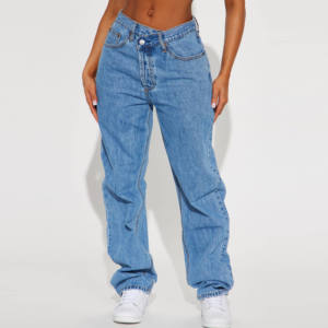 OEM Pantalon de jogging en denim pour femme, style streetwear, couleur unie, respirant, coupe slim, en coton, pour l'été - Product Image 3