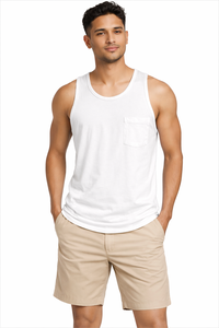 Camiseta Deportiva para Hombre |   Chaleco Deportivo sin Mangas para Gimnasio/Entrenamiento Muscular |   Ropa Deportiva de Punto de Algodón y Elastano |   Bordado Personalizado OEM - Product Image 6