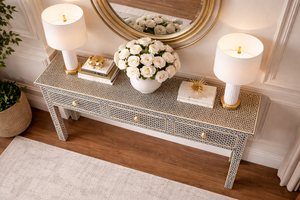 Bone Inlay <b>Console</b> <b>Table</b> Antique Wood Entryway Sofa <b>Table</b> with Drawers Modern Living Room Hall Furniture - Product Image 4