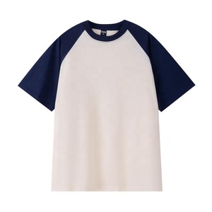 260gsm 100% Cotton Unisex Two Tone Raglan Short Sleeve T‑Shirt For Men Contrast Color Block <b>Baseball</b> Style Crewneck <b>Tee</b> Women - Product Image 5