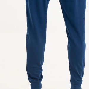 Pantalon de jogging décontracté en coton bleu marine pour homme, taille élastique avec cordon de serrage, logo sur la jambe droite, idéal pour l'automne - Product Image 3