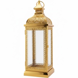 Juego de 2 Faroles Decorativos de Metal Hechos a Mano, Ecológicos, Personalizables en Color, Estilo Marroquí, para Colgar en Navidad - Product Image 1