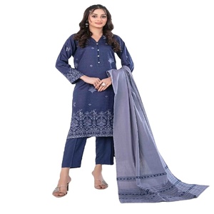 Robe pakistanaise pour femmes Salwar Kameez costumes trois pièces indiens broderie Tawakkal Viscose matériel AEERA inde Pakistan vêtements - Product Image 1