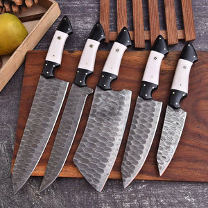 New Custom Handmade Damascus Steel Full Tang 5-Piece <b>Sharp</b> Kitchen <b>Knives</b> <b>Set</b> Ambidextrous Design VG10 Handle Modern Chef <b>Knife</b> - Product Image 1