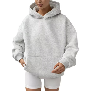 Sweat-shirts à capuche courts en molleton de coton personnalisés de haute qualité, brodés, pour femmes, avec impression en relief. - Product Image 3