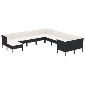 Ensemble de salon de jardin modulaire moyen en rotin PE noir et blanc crème pour espaces extérieurs - Product Image 2