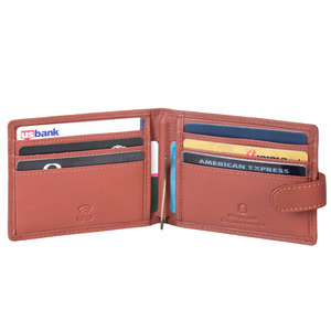Refined Brick Genuine Leather <b>Mens</b> Money Clip <b>Wallet</b> Snap Lock Bifold Card Holder <b>RFID</b> Protected Compact Premium Leather <b>Wallet</b> - Product Image 2