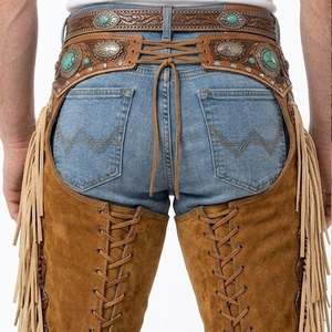 Custom Cowhide <b>Cowboy</b> Leg <b>Chaps</b> Western Horseback Riding Apparel Full Length Equestrian Protection Premium Craftsmanship Bulk - Product Image 5