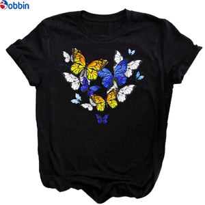 Camiseta estampada para mujer, tops gráficos para chicas, estilo dulce, camiseta con estampado de rosas y mariposas, camiseta holgada, transpirable y hermosa - Product Image 6