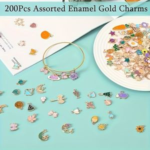 Ciondoli in oro antico 200 pz per la creazione di gioielli fai da te per bracciali collane e orecchini componenti artigianali fornitura di massa - Product Image 3