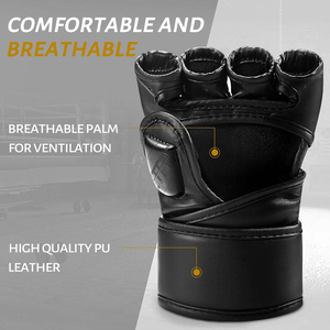 Genuine Leather MMA <b>Gloves</b> <b>Moisture</b> Wicking Lace-Up Closure for Wrist Support-Customizable Options for Adult Boxing - Product Image 3