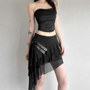Gothic Pleated Skirt Black High Waisted Mini Skirts Women Fashion Punk Style Streetwear Custom Wholesale - Product Image 2
