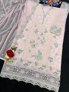 Moda india de moda para mujer Heavy Faux Georgette con bordado Anarkali Kurti Dupatta vestido con traje de fiesta de boda - Product Image 6