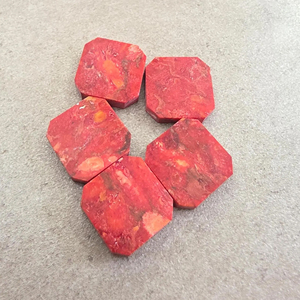 Coral rouge naturel de qualité AAA+, cabochon carré à dos plat, pierre précieuse calibrée certifiée par un tiers pour la fabrication de bijoux - Product Image 4