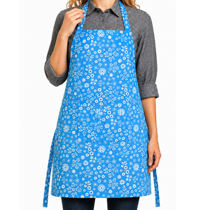 Nouvelle collection : magnifique tablier de cuisine imprimé floral turquoise avec poche, tablier de cuisine personnalisé pour achat en gros. - Product Image 1