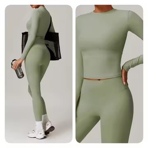 Conjunto Deportivo de 3 Piezas para Mujer al por Mayor: Leggings, Chaqueta de Gimnasio y Pantalones de Yoga, Sólido, Transpirable, Spandex/Nylon, Personalizable - Product Image 4