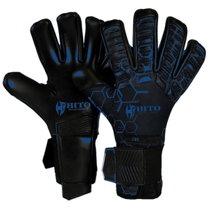 Gants de gardien de but de football à nouvelle conception, avec impression en silicone sur le dos et contact en Letax sur la paume avant, sangle élastique intégrée, vente chaude - Product Image 3