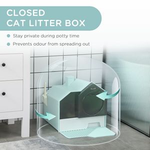 Lettiera per Gatti con Coperchio Blu Chiaro e Tappetino Raccogli Particelle, Accessori Inclusi - Product Image 5
