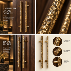 Tirador de Puerta Lineal Texturizado con Acabado Dorado Antiguo, Manija Larga para Gabinete, Herraje Distintivo para Muebles de Interiores Modernos - Product Image 5