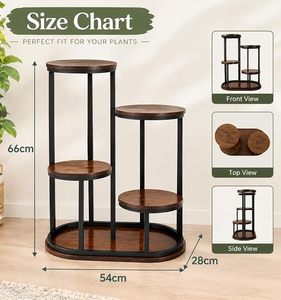 Modern Elliptical Flower <b>Stand</b> with 4 <b>Tier</b> <b>Indoor</b> <b>Plant</b> Display for Home Decor - Product Image 3