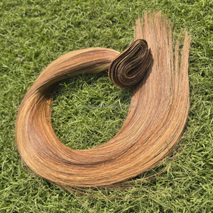 Extensions de cheveux à trame doublement étirée Super Double Drawn, 24 pouces, lisses, en cheveux humains Remy indonésiens, couleur naturelle # 4/ # 27 styles de tissage - Product Image 1