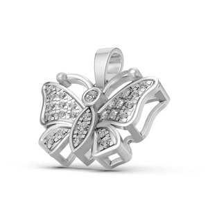 Lab Grown Diamond Butterfly Pendant <b>Necklace</b> 14K Yellow Gold Rhodium Plated IGI Certified Women's Nature Inspired Jewelry Gift - Product Image 2