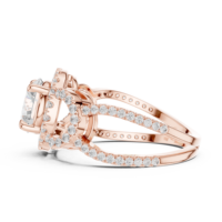 Bague de fiançailles en or rose plaqué diamant pour femme, alliance de mariage de luxe avec halo de diamants taille ronde