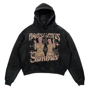 Sudadera con Capucha para Hombre, Lavado Ácido, 420GSM, 100% Algodón, Felpa, Negra, Estilo Vintage, Talla Grande, para Impresión DTF, Bordado Personalizado - Product Image 1