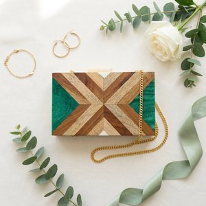 Premium High Quality Resin Block Clutch Bag <b>Chain</b> <b>Strap</b> Structured Evening Purse Party Weddings 7 Inch Geometric Silk Lining - Product Image 5