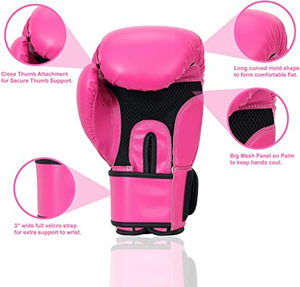 Gants de boxe professionnels de haute qualité 14oz, colorés, en cuir personnalisé, légers, respirants, antidérapants, ajustables - Product Image 6