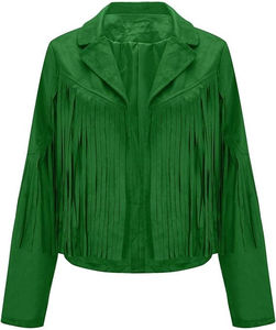 Chaqueta de Invierno para Mujer de Diseño Personalizado y Calidad Premium, con Cierre, Transpirable, con Flecos de Cuero Genuino y Forro 100% Poliéster - Product Image 3