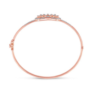 Openwork Tree Leaf Oval Station Diamond <b>Bangle</b> <b>Bracelet</b> - Product Image 3