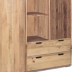 Armoire moderne en bois massif, portes battantes écologiques, design Shaker, meuble de rangement minimaliste pour chambre, salon et salle à manger - Product Image 4