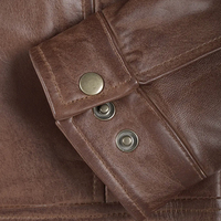 Veste en cuir véritable marron pour homme, col classique, fermeture éclair intégrale, logo personnalisé, marque privée, vêtements d'extérieur haut de gamme, vestes en cuir OEM