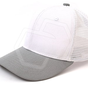 Gorra Trucker de Malla de 6 Paneles Blanca y Gris, Unisex, Casual, Transpirable, con Contraste de Color, Primavera Verano, Algodón Ecológico - Product Image 4