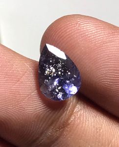 Iolita azul natural facetada y hermosa, piedra solar brillante, iolita piedra solar con corte de pera. - Product Image 3