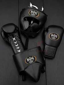 Équipement de combat professionnel rose métallisé, No Boxing No Life, ensemble de sparring de boxe professionnel à lacets, cuir véritable, 4 couches épaisses - Product Image 5