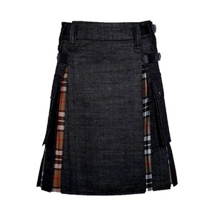 Men's <b>Wool</b> Kilt Solid Black Tartan Lined Hybrid Skirt Regular Fit Adult Size In-Stock - Product Image 1