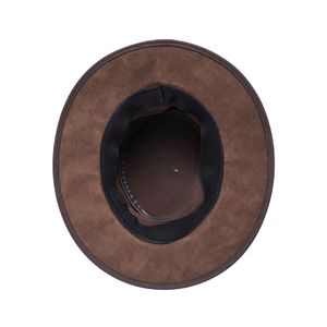 Sombrero Western de Gamuza Gris Oscuro, Estilo Minimalista con Ala Ancha, Adorno Trenzado y Ventilaciones - Product Image 3